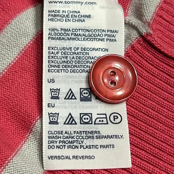 Tommy  Hilfiger long striped button front cardigan,women Large.100% Pima cotton - Picture 8 of 16